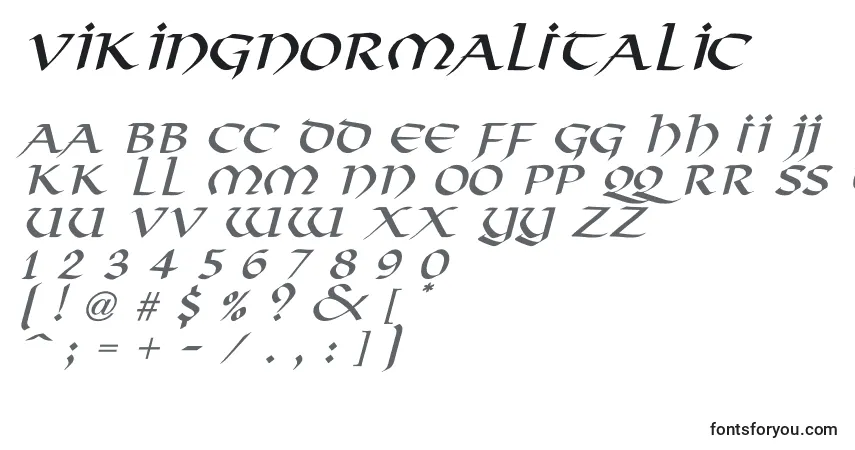 Czcionka VikingNormalItalic – alfabet, cyfry, specjalne znaki