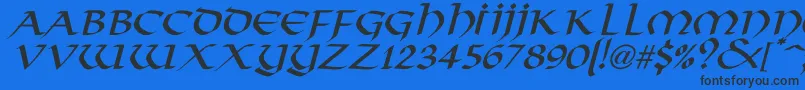 Fonte VikingNormalItalic – fontes pretas em um fundo azul