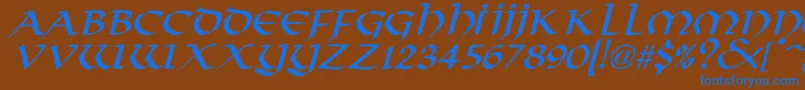 VikingNormalItalic Font – Blue Fonts on Brown Background