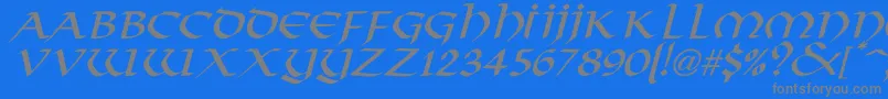 VikingNormalItalic-fontti – harmaat kirjasimet sinisellä taustalla