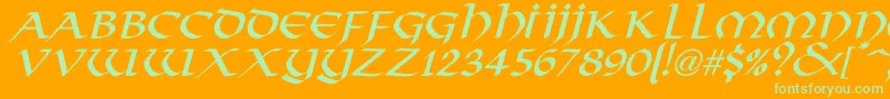 VikingNormalItalic-fontti – vihreät fontit oranssilla taustalla