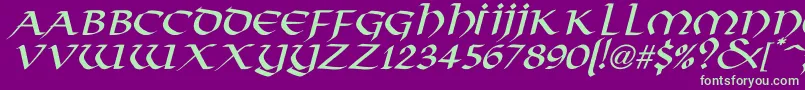 VikingNormalItalic-fontti – vihreät fontit violetilla taustalla