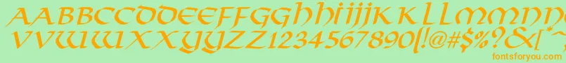 VikingNormalItalic-Schriftart – Orangefarbene Schriften auf grünem Hintergrund