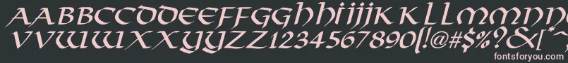 VikingNormalItalic-fontti – vaaleanpunaiset fontit mustalla taustalla