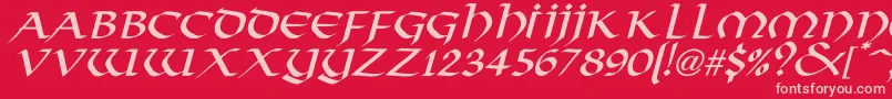 VikingNormalItalic-Schriftart – Rosa Schriften auf rotem Hintergrund