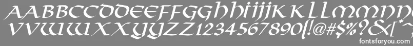 VikingNormalItalic-fontti – valkoiset fontit harmaalla taustalla
