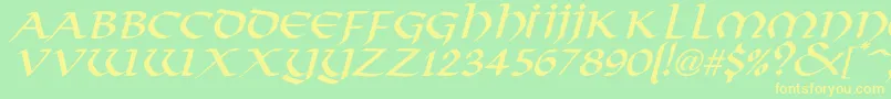 VikingNormalItalic-fontti – keltaiset fontit vihreällä taustalla