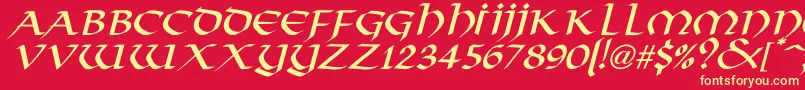 Fonte VikingNormalItalic – fontes amarelas em um fundo vermelho