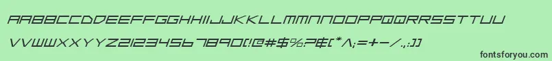 LowGunScreenExpandedItalic-fontti – mustat fontit vihreällä taustalla