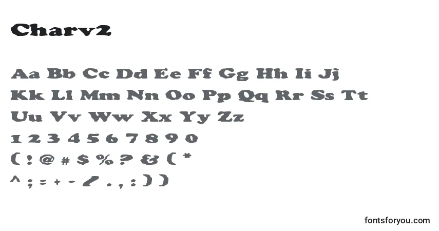 A fonte Charv2 – alfabeto, números, caracteres especiais