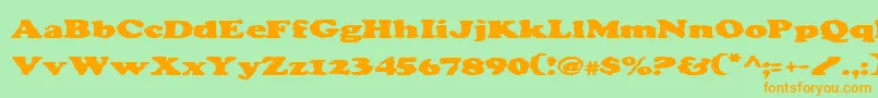 フォントCharv2 – オレンジの文字が緑の背景にあります。