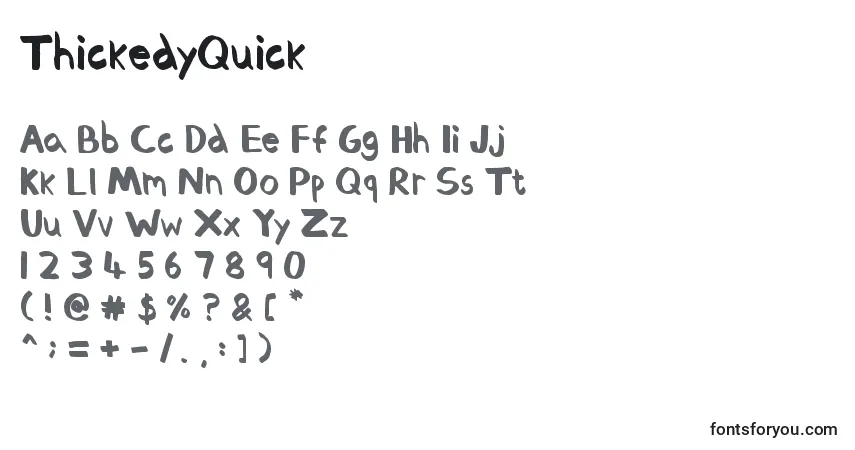 Czcionka ThickedyQuick – alfabet, cyfry, specjalne znaki