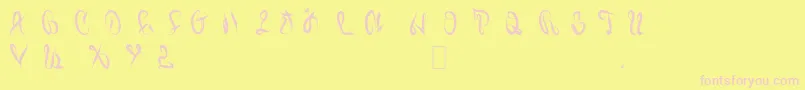 Juiced-Schriftart – Rosa Schriften auf gelbem Hintergrund