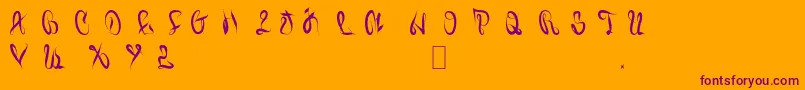 Juiced-Schriftart – Violette Schriften auf orangefarbenem Hintergrund