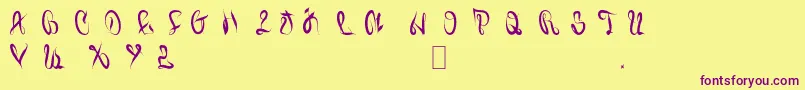 Juiced Font – Purple Fonts on Yellow Background
