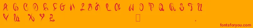 Juiced-Schriftart – Rote Schriften auf orangefarbenem Hintergrund