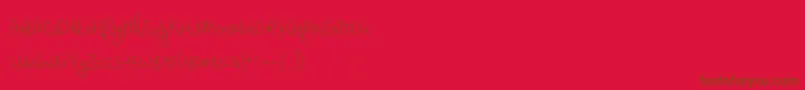Fonte ShorthaltThinPersonalUse – fontes marrons em um fundo vermelho
