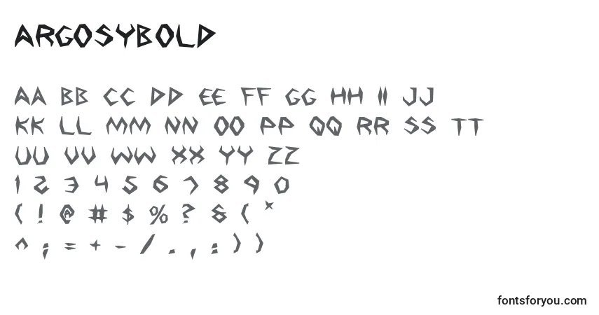 Шрифт ArgosyBold – алфавит, цифры, специальные символы