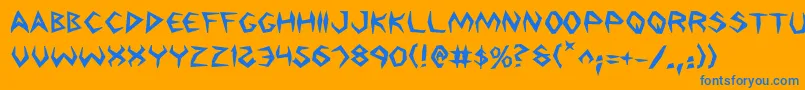 Weitere Informationen zur ArgosyBold-Schriftart ArgosyBold-Schriftart – Blaue Schriften auf orangefarbenem Hintergrund