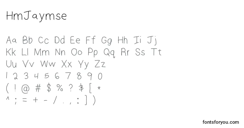 Schriftart HmJaymse – Alphabet, Zahlen, spezielle Symbole