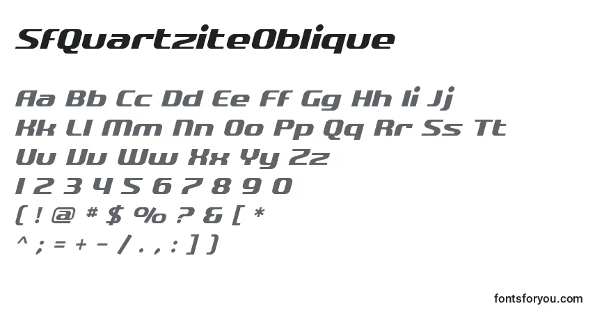 Czcionka SfQuartziteOblique – alfabet, cyfry, specjalne znaki