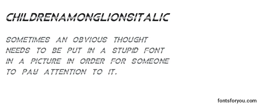 Review of the ChildrenamonglionsItalic (83490) Font