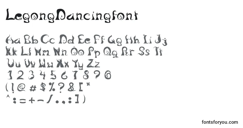 A fonte LegongDancingfont – alfabeto, números, caracteres especiais