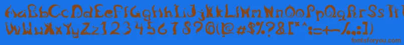 Fonte LegongDancingfont – fontes marrons em um fundo azul