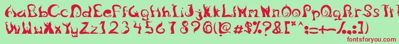 LegongDancingfont Font – Red Fonts on Green Background