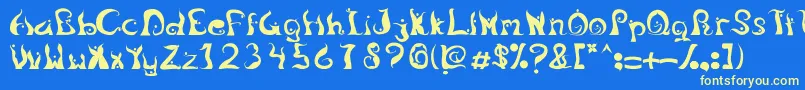 Fonte LegongDancingfont – fontes amarelas em um fundo azul