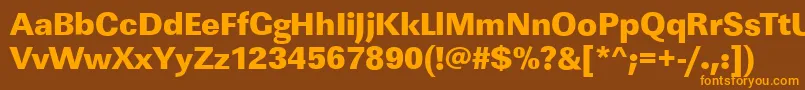 LinearstdHeavyRegular-Schriftart – Orangefarbene Schriften auf braunem Hintergrund