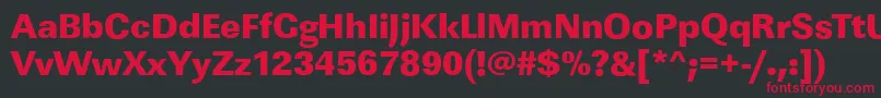 フォントLinearstdHeavyRegular – 黒い背景に赤い文字