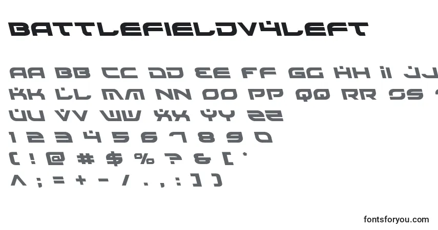 Schriftart Battlefieldv4left – Alphabet, Zahlen, spezielle Symbole