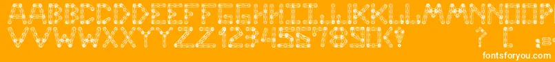 Cjmeccanector-Schriftart – Weiße Schriften auf orangefarbenem Hintergrund