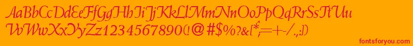 Шрифт W690RomanItalic – красные шрифты на оранжевом фоне