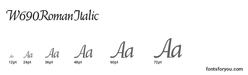 W690RomanItalic Font Sizes