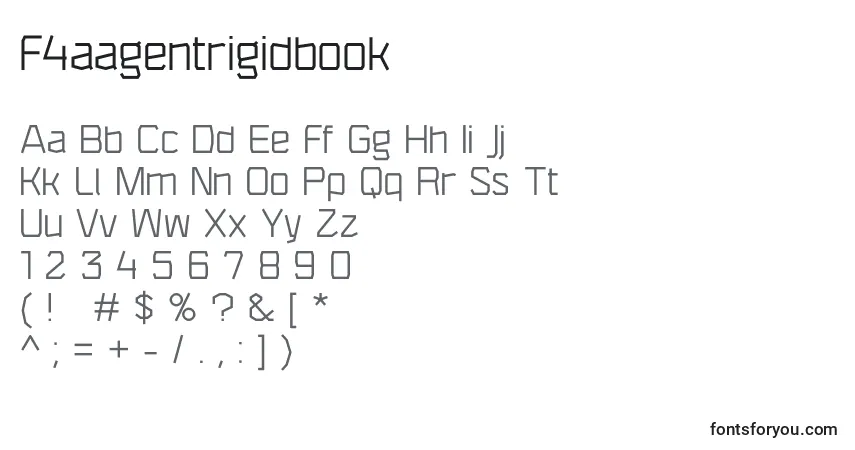 F4aagentrigidbook Font – alphabet, numbers, special characters