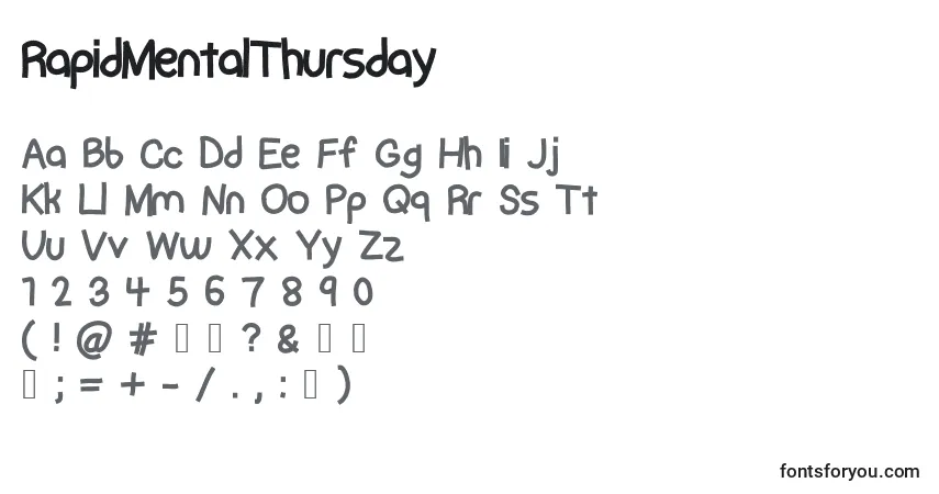 Schriftart RapidMentalThursday – Alphabet, Zahlen, spezielle Symbole