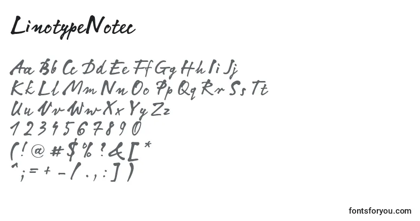 Fuente LinotypeNotec - alfabeto, números, caracteres especiales