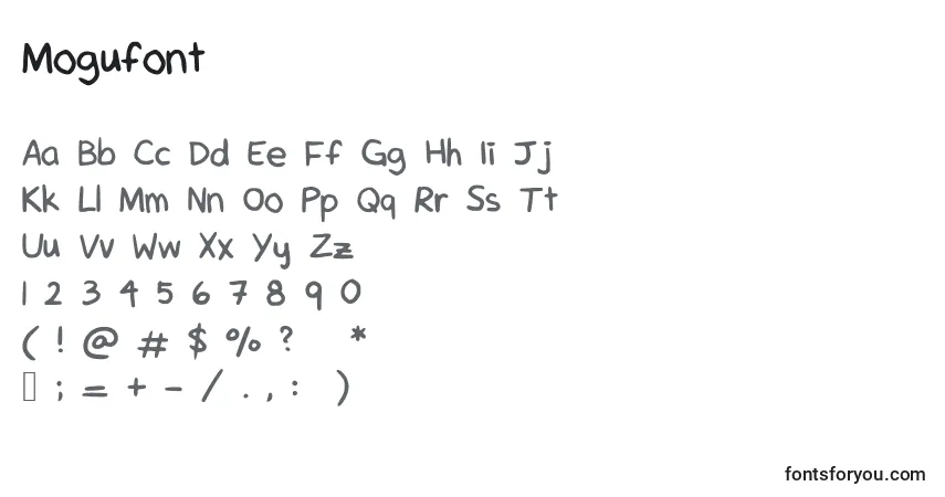 Schriftart Mogufont – Alphabet, Zahlen, spezielle Symbole