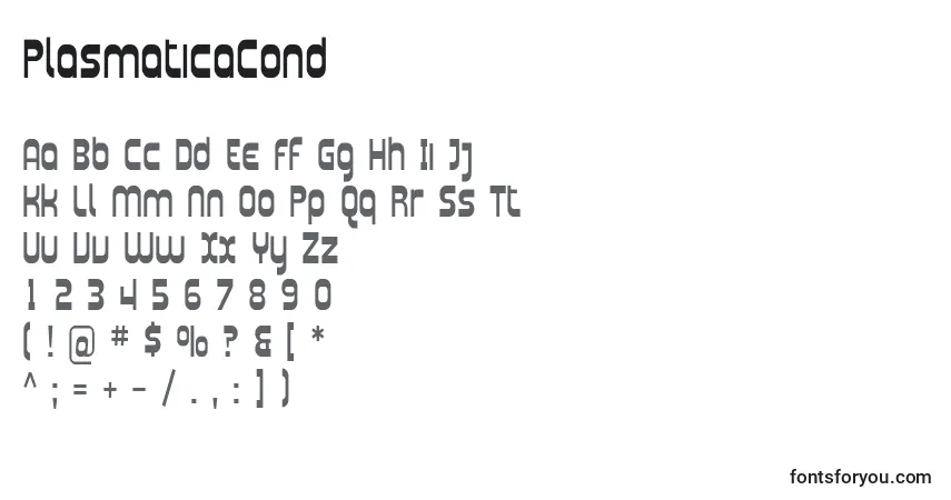 Fuente PlasmaticaCond - alfabeto, números, caracteres especiales