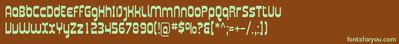 フォントPlasmaticaCond – 緑色の文字が茶色の背景にあります。