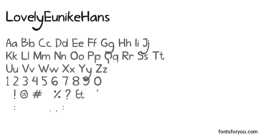 Czcionka LovelyEunikeHans – alfabet, cyfry, specjalne znaki