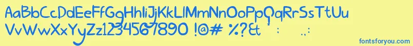 Więcej informacji o czcionce LovelyEunikeHans Czcionka LovelyEunikeHans – niebieskie czcionki na żółtym tle