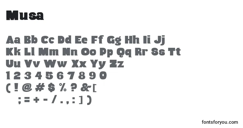 Musa Font – alphabet, numbers, special characters