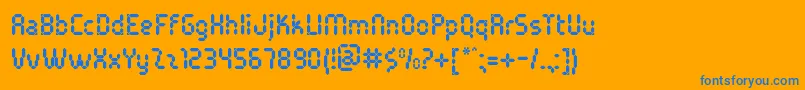 PocketCalcuatlorTt-Schriftart – Blaue Schriften auf orangefarbenem Hintergrund