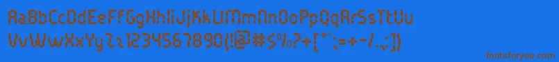 フォントPocketCalcuatlorTt – 茶色の文字が青い背景にあります。