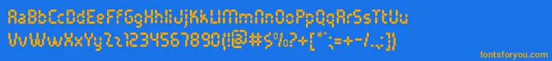 PocketCalcuatlorTt-fontti – oranssit fontit sinisellä taustalla