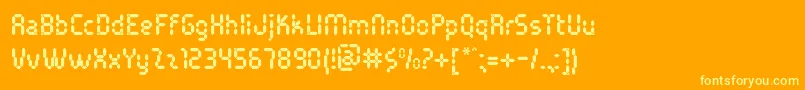 PocketCalcuatlorTt-Schriftart – Gelbe Schriften auf orangefarbenem Hintergrund