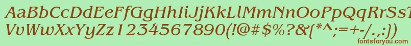 Fonte BenguiatstdBookitalic – fontes marrons em um fundo verde